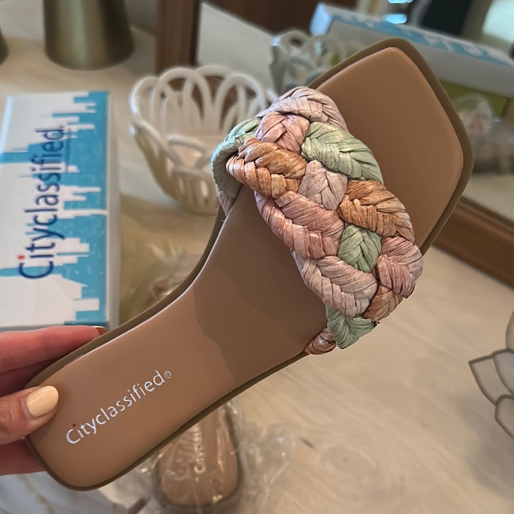 NEW Cityclassified Braided Pink and Green Sandals